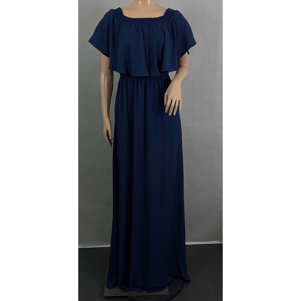 Show Me Your Mumu Dress Women XXS Rich Navy Crisp Hacienda Maxi Bridesmaid NWT